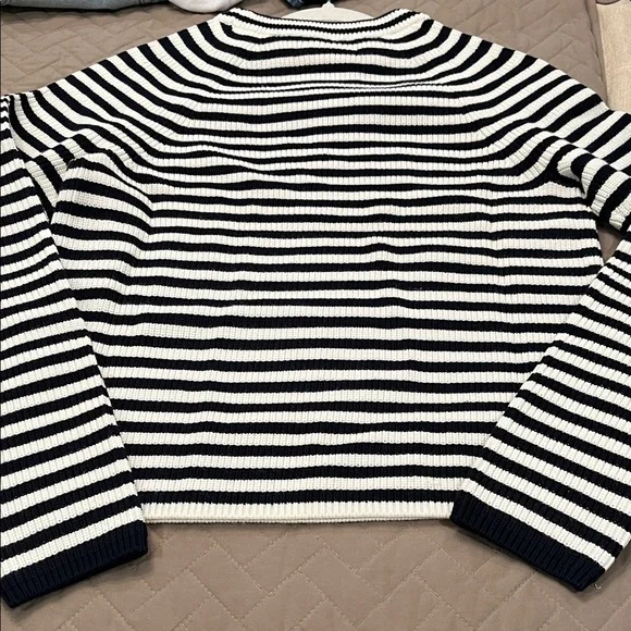 Banana Republic Navy Stripe Ribbed Crew-Neck Pullover Sweater/NWT/M - Picture 11 of 11
